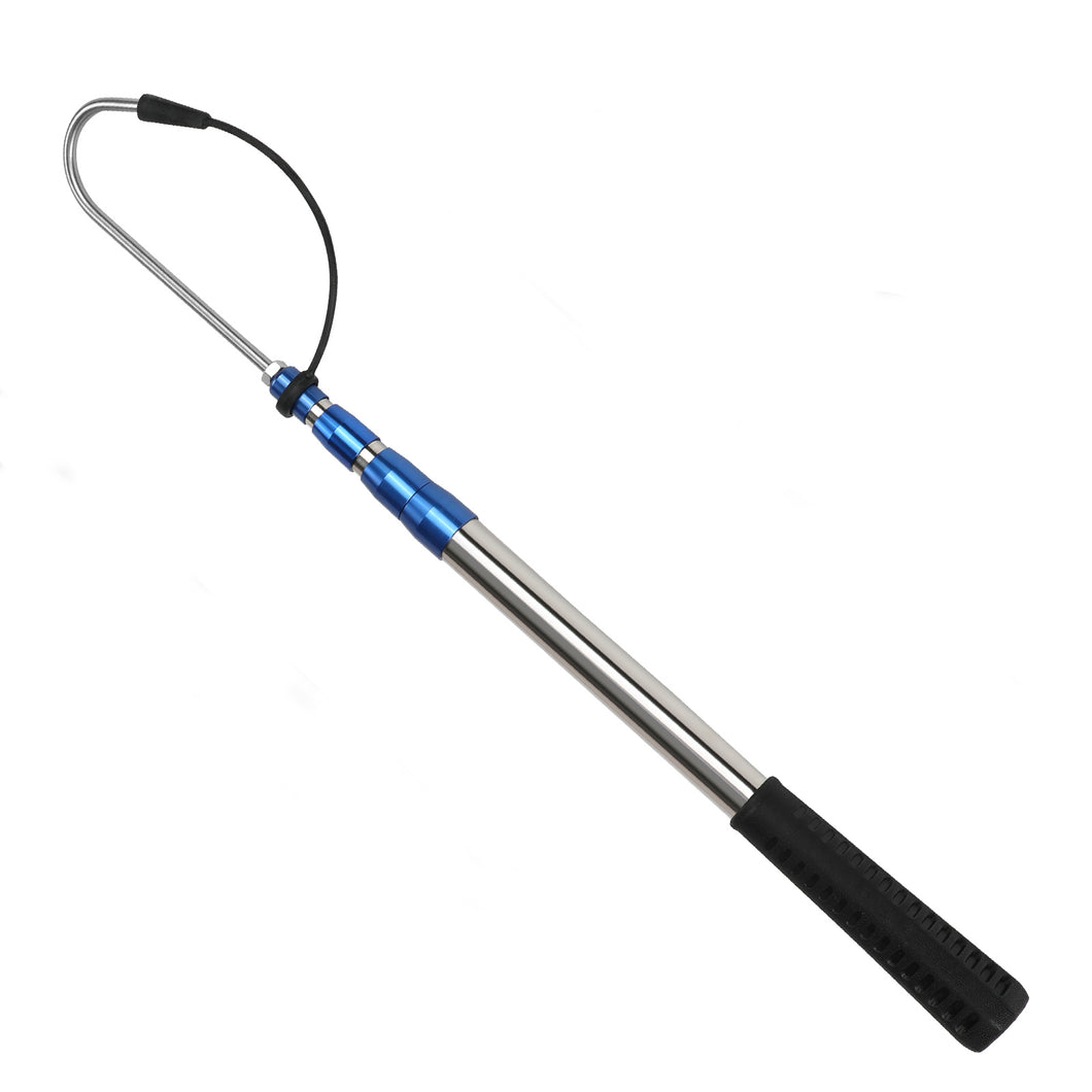 SANLIKE Telescopic Fish Gaff Pole with Stainless Sea Fishing Spear Hook Tackle Rubber Handle for Saltwater Offshore Tool