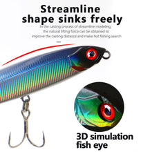 Load image into Gallery viewer, SANLIKE 10g 8cm Pencil Sinker Quad Reinforced Blood Groove Hooks Bass Fishing Tackle Lure Saltwater Lure Bait Lures