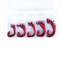 Load image into Gallery viewer, 50pcs Boxed Black Red Crank Hook Set Loyal Fishing Hooks Soft Bait Hooks Wholesale Bass Fishing Sea Fishing Mackerel Hooks