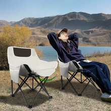 Load image into Gallery viewer, SANLIKE Heavy Duty Folding Chair with Carry Bag, 330lbs Weight Capacity, Outdoor Fishing Lumbar Back Upholstery with Side Pocket