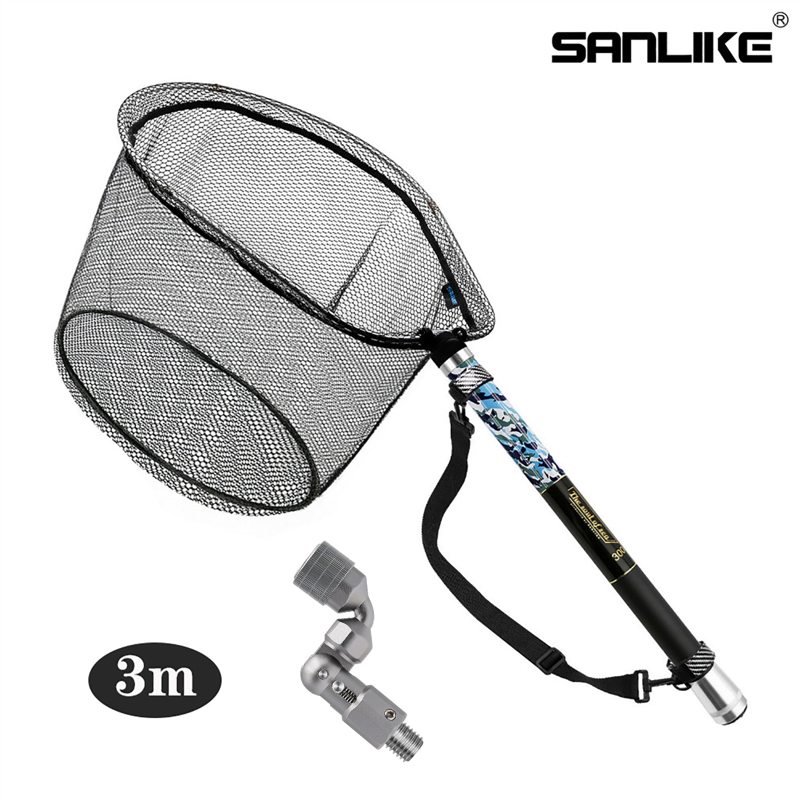 SANLIKE 3m Fishing Net With Folding joint Telescoping Carbon Pole