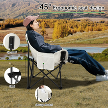 Load image into Gallery viewer, SANLIKE Heavy Duty Folding Chair with Carry Bag, 330lbs Weight Capacity, Outdoor Fishing Lumbar Back Upholstery with Side Pocket