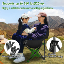 Load image into Gallery viewer, SANLIKE Heavy Duty Folding Chair with Carry Bag, 330lbs Weight Capacity, Outdoor Fishing Lumbar Back Upholstery with Side Pocket