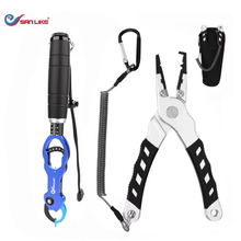 Load image into Gallery viewer, SANLIKE Fish Plier With Fish Lip Grip Antirust Aluminum Alloy Tungsten Carbide Fishing Hook Remover Line Cutting Fish Grabber