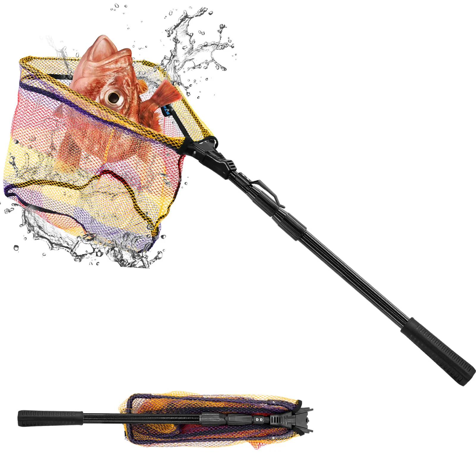 Sanlike Fishing Net Folding Landing Net With Fibergalss Telescopic Pole