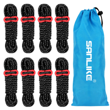 Load image into Gallery viewer, SANLIKE 8 PCS Tent rope 4 m Reflective tent rope for tents with blue storage bag Camping Hiking Tent Accessories