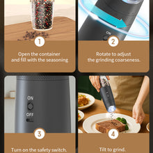 Load image into Gallery viewer, SANLIKE 2pcs 135ml Gravity Salt & Pepper Grinder Charging Base Type-C Rechargeable Adjustable Thickness For Kitchen Outdoor Tool