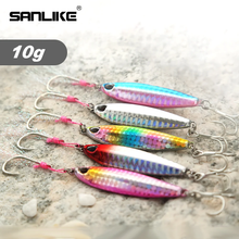 Load image into Gallery viewer, SANLIKE Micro Fishing Lures Iron Plate Lead Fishing Lures Double Hook Fake Bait Jig Long Shot Fake Sea Fishing Lures