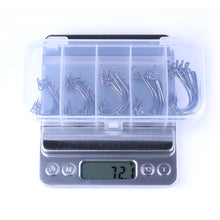 Load image into Gallery viewer, 50pcs Boxed Black Red Crank Hook Set Loyal Fishing Hooks Soft Bait Hooks Wholesale Bass Fishing Sea Fishing Mackerel Hooks