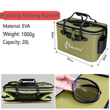 Load image into Gallery viewer, 40cm, 50cm dark green fish box, EVA waterproof fish bucket, water container for outdoor activities, live fish bucket for fishing
