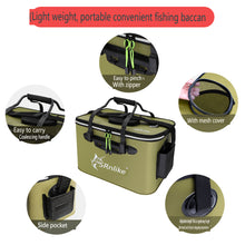 Load image into Gallery viewer, 40cm, 50cm dark green fish box, EVA waterproof fish bucket, water container for outdoor activities, live fish bucket for fishing