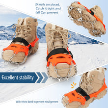 Load image into Gallery viewer, SANLIKE 1 Pair L/XL 24 Tooth Ice Claws Grippers Mountaineering Boots Ice Climbing Spikes Climbing Chains Ice Claws Shoe Covers