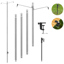 Load image into Gallery viewer, SANLIKE Adjustable Lantern Stand Split Aluminum Clip Lantern Pole with Table Clip and Floor Insert Outdoor camping tools holder