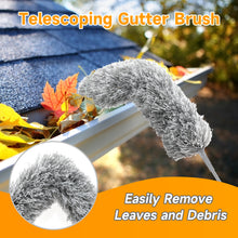 Load image into Gallery viewer, SANLIKE Gutter Cleaning Brush 8.2FT Telescoping Guard Cleaner Extendable Roofing Tool Long Rain Gutter Guard Cleaning Tools for Easy Removing Leaves and Debriswith 2 Brushes