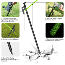 Load image into Gallery viewer, SANLIKE Tent Nail and Rope Set 8pcs Heavy Duty Forged Steel Tent Stakes Storage Pouch Kinds of Ground Outdoor Camping Tool
