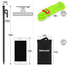 Load image into Gallery viewer, SANLIKE Tent Nail and Rope Set 8pcs Heavy Duty Forged Steel Tent Stakes Storage Pouch Kinds of Ground Outdoor Camping Tool
