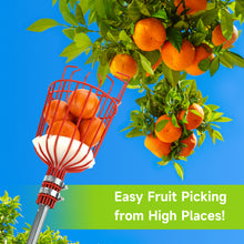 Load image into Gallery viewer, SANLIKE Lightweight Aluminum Fruit Picking Tool, 12-Foot Telescoping Fruit Picking Pole, Easy-to-assemble Twisted Apple Basket