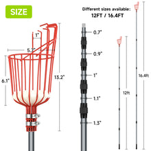 Load image into Gallery viewer, SANLIKE Lightweight Aluminum Fruit Picking Tool, 12-Foot Telescoping Fruit Picking Pole, Easy-to-assemble Twisted Apple Basket