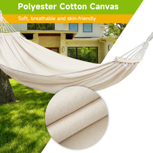 Load image into Gallery viewer, SANLIKE Portable Canvas Double Hammock 2 People Oversized Load Capacity 300kg Canvas Cotton Hammock for Porch, Garden, Backyard