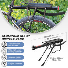 Load image into Gallery viewer, SANLIKE Aluminum Rear Bike Rack Bicycle Cargo Rack with Fenders Universal Adjustable Bicycle Luggage Travel Carrier Stand