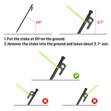 Load image into Gallery viewer, SANLIKE Tent Nail and Rope Set 8pcs Heavy Duty Forged Steel Tent Stakes Storage Pouch Kinds of Ground Outdoor Camping Tool