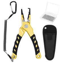 Load image into Gallery viewer, SANLIKE Fishing Pliers Saltwater with 50PCS Fishing Split Rings Aluminum Fishing Hook Remover scissors Fishing Tool Accessories