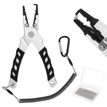 Load image into Gallery viewer, SANLIKE Fishing Pliers Saltwater with 50PCS Fishing Split Rings Aluminum Fishing Hook Remover scissors Fishing Tool Accessories