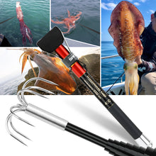 Load image into Gallery viewer, SANLIKE Stainless Steel Squid Gaff Seven Hooks Extendable Contractile Gripper Squids Hook Fishing Gear 4M Retractable Squid Tool