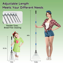 Load image into Gallery viewer, SANLIKE Metal rake, leaf rake with adjustable handle, garden leaf rake, thatch rake leaf collector, lawn heavy duty leaf rake