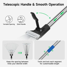Load image into Gallery viewer, SANLIKE Metal rake, leaf rake with adjustable handle, garden leaf rake, thatch rake leaf collector, lawn heavy duty leaf rake