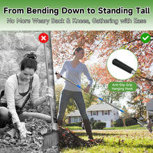 Load image into Gallery viewer, SANLIKE Metal rake, leaf rake with adjustable handle, garden leaf rake, thatch rake leaf collector, lawn heavy duty leaf rake