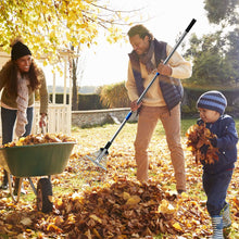Load image into Gallery viewer, SANLIKE Metal rake, leaf rake with adjustable handle, garden leaf rake, thatch rake leaf collector, lawn heavy duty leaf rake