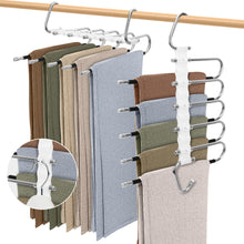Load image into Gallery viewer, SANLIKE 2 Pcs Trouser Rack Space saving stainless steel hanger clip Non-slip multi-functional trouser rack Two hanging modes