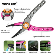 Load image into Gallery viewer, SANLIKE Aluminum Alloy Multifunctional Portable Fishing Pliers Fishing Line Cutter Remove Hooks Cotter Ring Pliers Fishing Tools