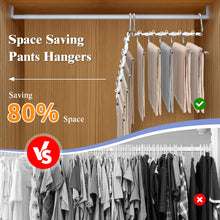 Load image into Gallery viewer, SANLIKE 2 Pcs Trouser Rack Space saving stainless steel hanger clip Non-slip multi-functional trouser rack Two hanging modes