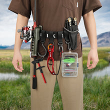 Load image into Gallery viewer, SANLIKE Fishing Rod Belt with 4 Plastic Hanger Buckles plus Lua Pliers Pouch plus Fishing Rod Cylinder Portable Fishing Rod Hold