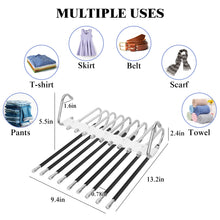 Load image into Gallery viewer, SANLIKE 2 Pcs Trouser Rack Space saving stainless steel hanger clip Non-slip multi-functional trouser rack Two hanging modes