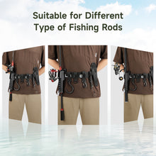 Load image into Gallery viewer, SANLIKE Fishing Rod Belt with 4 Plastic Hanger Buckles plus Lua Pliers Pouch plus Fishing Rod Cylinder Portable Fishing Rod Hold