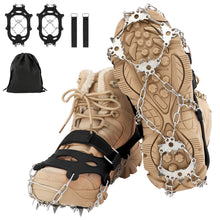 Load image into Gallery viewer, SANLIKE 1 Pair L/XL 24 Tooth Ice Claws Grippers Mountaineering Boots Ice Climbing Spikes Climbing Chains Ice Claws Shoe Covers