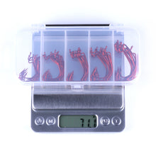 Load image into Gallery viewer, 50pcs Boxed Black Red Crank Hook Set Loyal Fishing Hooks Soft Bait Hooks Wholesale Bass Fishing Sea Fishing Mackerel Hooks