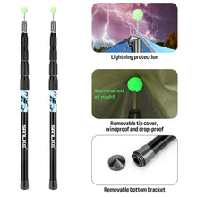 Load image into Gallery viewer, SANLIKE 2.7m telescopic waterproof tarpaulin poles, adjustable carbon fibre poles with light-up caps for awnings Outdoor camping