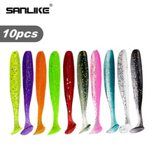Load image into Gallery viewer, SANLIKE 10pcs Soft Plastic Fishing Lures Set Soft Bait T Tail Soft Bug Swimbaits Silicon Rubber Jig Fishing Bait Softworm Tackle