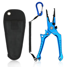 Load image into Gallery viewer, SANLIKE Aluminium Fishing Pliers Rustproof Multifunctional Fishing Line Scissors with Safety Lock and Storage Bag Easy to Carry