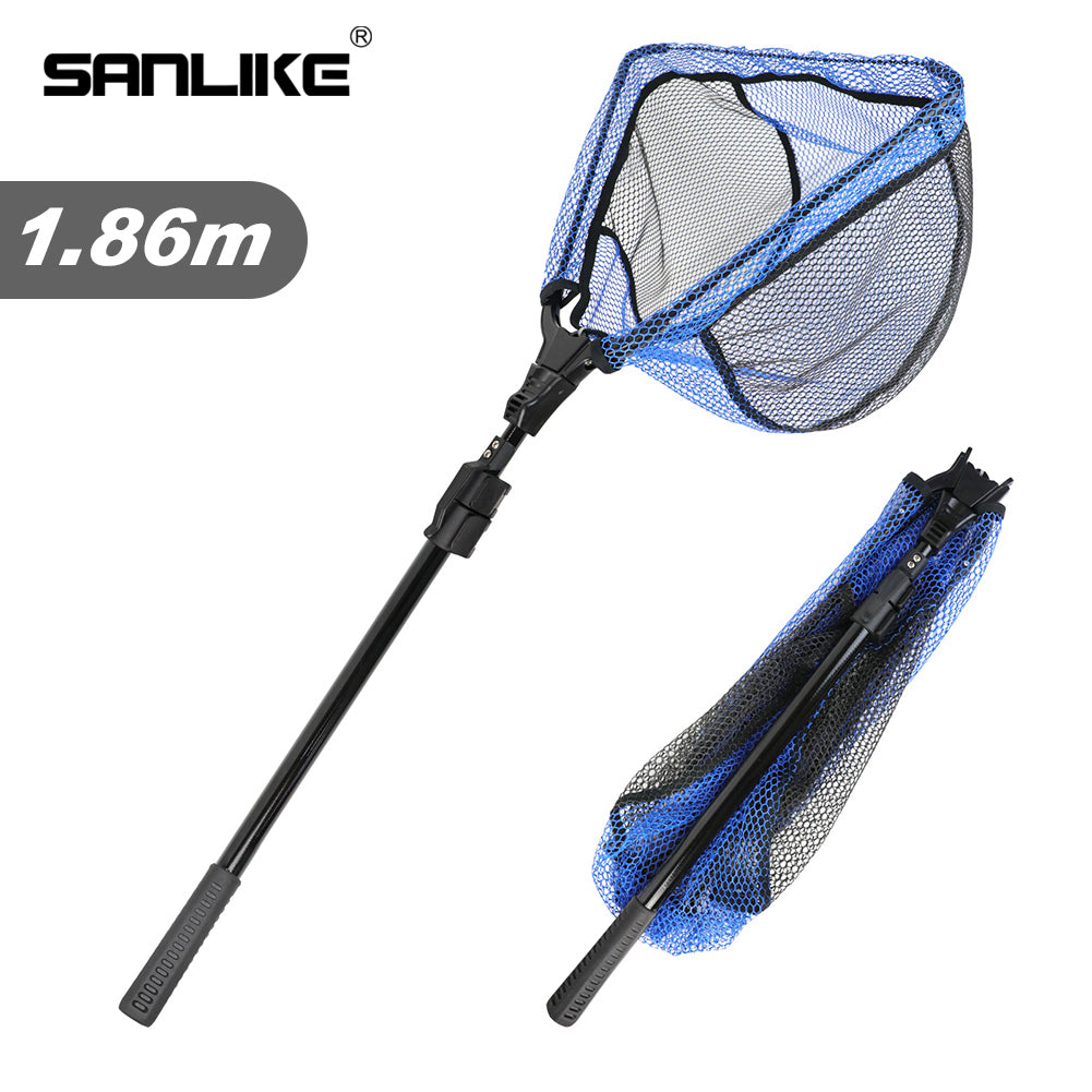 easy catch fishing net SANLIKE 1.8/2.5M Fishing Net Fiberglass Pole Folding Landing Handle Ne –  SANLIKE STORE