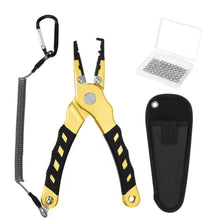 Load image into Gallery viewer, SANLIKE Fishing Pliers Saltwater with 50PCS Fishing Split Rings Aluminum Fishing Hook Remover scissors Fishing Tool Accessories