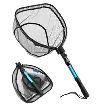 Load image into Gallery viewer, SANLIKE Folding Fishing Landing Net Telescopic Rubber Coating Nylon Handle Mesh for Carp Fishing Tackle Catching Releasing