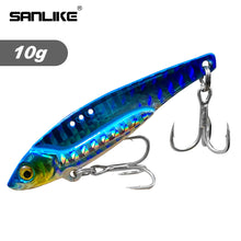 Load image into Gallery viewer, SANLIKE 10g 5.8cm Metal Jig Lead Bait with 2 Hooks, Sharp and Strong Triple Hooks Full Swimming False Bait Tackle