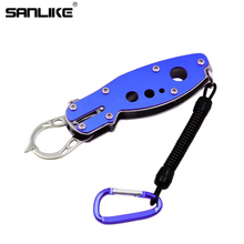Load image into Gallery viewer, SANLIKE Aluminium Multifunctional Grabber Fishing Lip Grip Bait Holder Clip with Loss Prevention Cord Fishing Tools Accessories