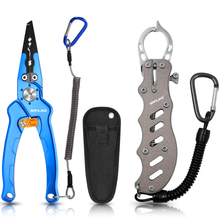 Load image into Gallery viewer, SANLIKE Fishing Pliers Grip Clip Set Line Cutter Multifunctional Aluminum Alloy Fishing Lip Gripper Hook Remover Tackle Tool