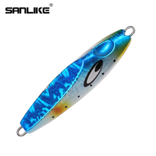 Load image into Gallery viewer, SANLIKE 7cm Metal Slow Fishing Lure Luminous Blue 40g Artificial Hard Lure Slow Sinking Tuna Fishing Lure Asymmetric Design